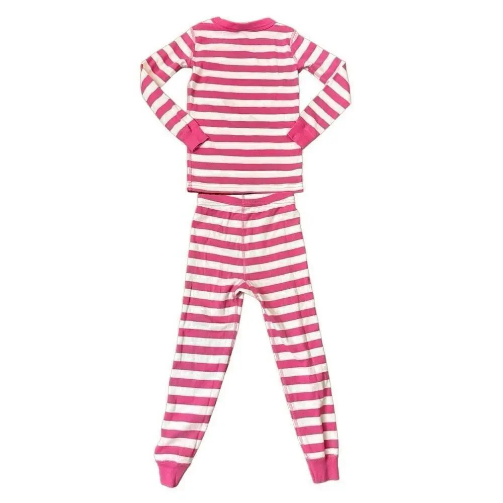 Hanna Andersson Striped Long John Pajama Set Pink & White Size 110 = US 5